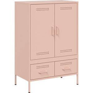 vidaXL Hoge kast 68x39x101,5 cm staal roze