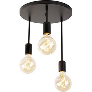 QAZQA facil - Moderne Plafondlamp - 3 lichts - Ø 30 cm - Zwart - Woonkamer | Slaapkamer | Keuken