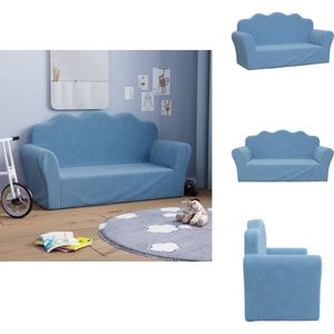 vidaXL Kinderbank - Kinderbanken - Kinderbankje - Bank Kinderkamer - Kinderbank 2-zits zacht pluche blauw
