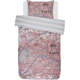 Covers & Co Paris Citymap - Dekbedovertrek - Eenpersoons - 140x200/220 cm + 1 kussensloop 60x70 cm - Multi kleur