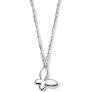 YO&NO Ketting Vlinder - Dames - 42+2cm - Sieraden Vrouw - Gerhodineerd - Zilver 925