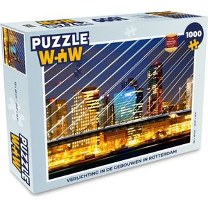 Puzzel Rotterdam - Skyline - Licht - Legpuzzel - Puzzel 1000 stukjes volwassenen