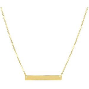 YO&NO - Ketting - Goud - Anker - Graveerplaatje -  1,0 mm -  plaat 3,5 mm - 43 - 46 cm - Sieraden vrouw - 14k - 585 goud