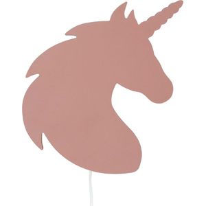 Houten wandlamp kinderkamer | Eenhoorn - Terra roze | toddie.nl