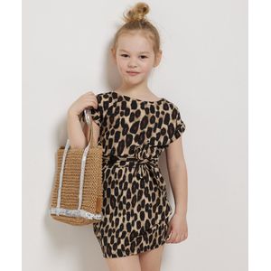 TerStal Meisjes / Kinderen Europe Kids Jersey Jurkje Animalprint Zwart In Maat 158/164