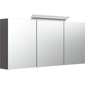 Spiegelkast Aron Antraciet - MDF - Breedte 140 cm - Hoogte 62.2 cm - Diepte 17 cm - Met stopcontact - Met verlichting