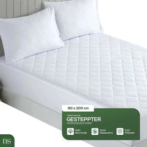 Nordic Schiller 90X200+35 Microvezel gewatteerde matrasbeschermer, vochtbestendig, wit matrasbeschermer, matrastopper,hoeslaken, Wit