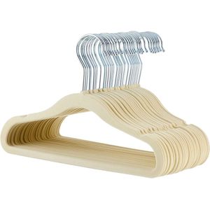 Fluwelen slipvaste kleerhangers voor baby's en peuters - Set van 30 stuks beige, 29,5 cm