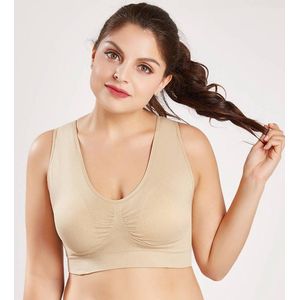 Sportchic - BH Zonder Beugel - Met Pads - Sport BH - Sportbeha - Magic Bra - Dames kleding - Premium BH - ComfortBH - Medium support BH - BH zonder Sluiting - Creme - L