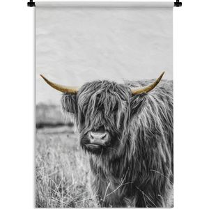 Wandkleed Schotse HooglanderKerst illustraties - Herkauwende schotse hooglander Wandkleed katoen 60x90 cm - Wandtapijt met foto