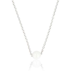 *My Bendel - Ketting zilver met White Ceramic bolletje - Ketting zilverkleurige ketting met White Ceramic bolletje - Met luxe cadeauverpakking