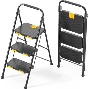 3-traps Vouwladder met Antislip Pedalen en Veilige Vergrendeling – Stevige Huishoudtrap voor Thuisgebruik