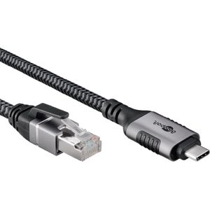 Goobay CAT 6 Netwerkkabel - USB-C 3.1 (m) naar RJ45(m) - 1 Gbps - Ethernet Kabel - 1.5 meter - verbindt router, modem of netwerkschakelaar met USB-C poort van laptop of game console