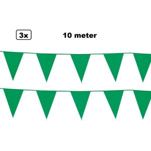 3x Vlaggenlijn groen 10 meter - vlaglijn festival feest party verjaardag thema feest kleur