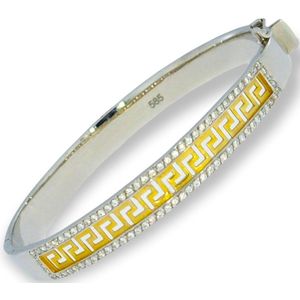 Bicolor Gouden Bangle 62 mm 8.5 mm Grieks Zirkonia