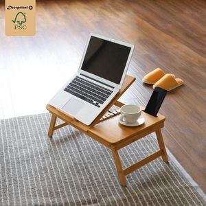 Decopatent® Laptoptafel verstelbaar - Bamboe Laptop tafel voor op Bank of Bed - Bijzettafel - Hoogte verstelbaar & Inklapbaar