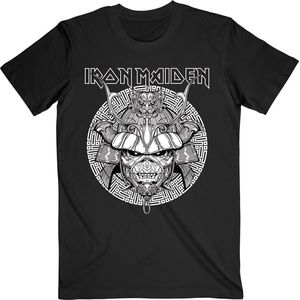 Iron Maiden - Samurai Graphic White Heren T-shirt - S - Zwart