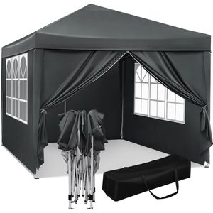 Tncy® 3X3M Tuin Tent, Opvouwbare Luifel, Waterdicht Uv Zon Bescherming, Met Draagtas, Camping Pavillon Tuinhuisje Zonnescherm onderdak, Grijs