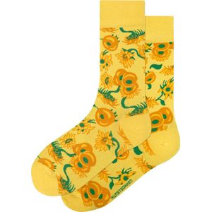 Kunst Sokken - Zonnebloemen - Maat 41-46 - Van Gogh - Leuke Sokken van Biologisch Katoen - Grappige Sokken Heren en Dames - Vrolijke Sokken Mannen en Vrouwen - Funny Socks