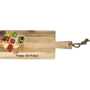 Borrelplank - Happy Birthday! - 48x19 cm - Tapasplank - Serveerplank - Borrelplank Hout - Gepersonaliseerd Cadeau