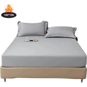 Bovista Hoeslaken Set - Inclusief Kussensloop - 3 Delige Set - Beddengoed - Fitted Sheet - Pillow Case - Bed - Lichtgrijs 100 x 190