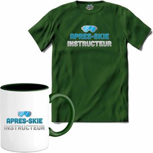 Après-ski Instructeur | Grappige apres ski wintersport skibril kleding - T-Shirt met mok - Unisex - Bottle Groen - Maat XXL