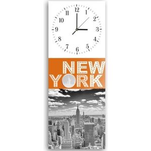 Trend24 - Wandklok - New York - Muurklok - Steden - 30x90x2 cm - Oranje