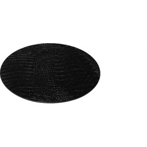 Cartello Home - Placemat- Rond - Croco Zwart - Leer