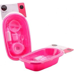 Roze babybad met accessoires voor poppen - Poppen speelset - Speelgoed badset 8-delig