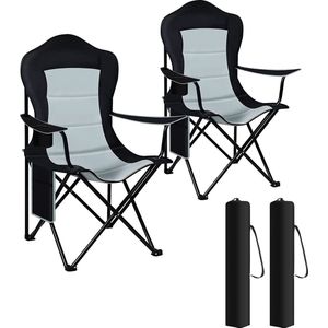 Ultralight klapstoel - Draagbare campingstoel - Buitenzitplaats - Duurzame 600D Oxford-stof - Comfortabele hoge rugleuning - Gemakkelijk op te bergen met bekerhouder - 84 cm x 110 cm x 62 cm