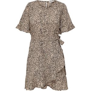 Only Jurk Onlnew Olivia S/s Short Wrap Dress 15247954 Silver Mink/lina Small Dames Maat - XS