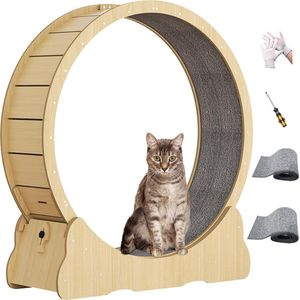 Loopwiel kat - Katten loopwiel - Looprad kat - Kattenwiel - Looprad - Houtkleur