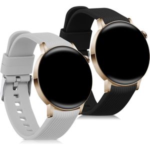 kwmobile 2x armband geschikt voor Huawei Watch GT 3 Pro (43mm) / Watch GT 3 (42mm) - Bandjes voor fitnesstracker in zwart / grijs / grijs