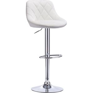 Designer Barkruk - Met Rugleuning - Ergonomische Barstoel - Zithoogte 60-82 cm - Wit - Set van 1