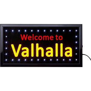 Led Bord - Valhalla - Welcome Valhalla - Led sign - Led decoratie - Uniek - 50 x 25cm - Bar decoratie - Light box - Led borden - Ledbord - Verlichting - Led verlichting - Cave & Garden