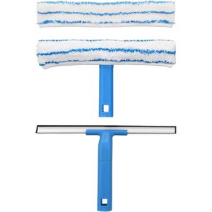 Raamwisser Combo 30cm - Professionele Raamreiniger met Siliconen Lip en Microvezelwasser - Perfect voor Badkamer, Douche, Auto en Glas