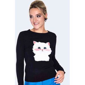 Voodoo Vixen Sweater/trui -XL- Long sleeve kitty Zwart