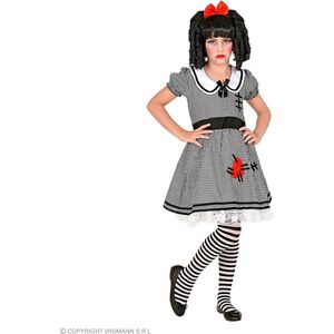Widmann - Pop kostuum Kostuum - Lugubere Speel Pop Dora - Meisje - Zwart / Wit - Maat 158 - Halloween - Verkleedkleding