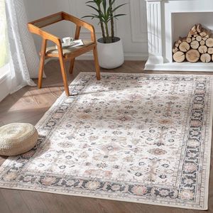 JGS ® Vintage Bloemen Vloerkleed voor Woonkamer, Slaapkamer en Keuken, 150 x 210 cm