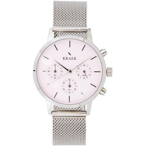 KRAEK Rivé Zilver Wit 38 mm - Dames Horloge - Zilver Mesh horlogebandje - Easy click bandje