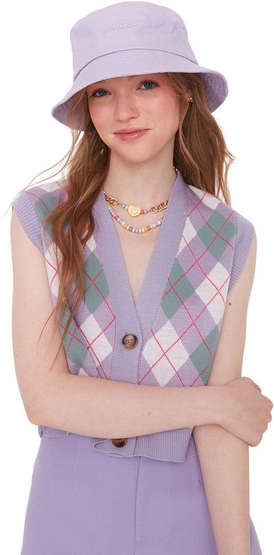 Trendyol Marineblauw Cropped Vest Met V-Hals Twoaw22Bz0047