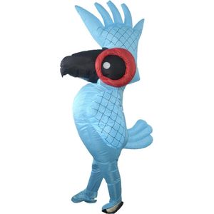 KIMU® Opblaasbaar Paradijsvogel Kostuum Blauw - Opblaaspak Vogel Papegaai Pak - Opblaasbare Mascotte Festival