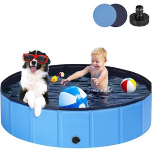 Hondenzwembad voor grote en kleine honden | Opvouwbaar en antislip | 80 x 20 cm | Verdikt PVC | Slijtvast en geschikt voor kinderen