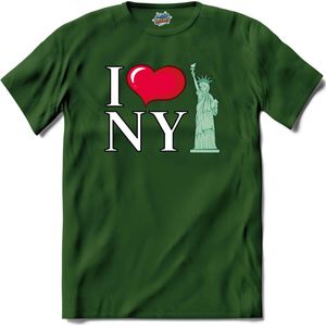 I Love New York | New York - Vintage - T-Shirt - Unisex - Bottle Groen - Maat XL