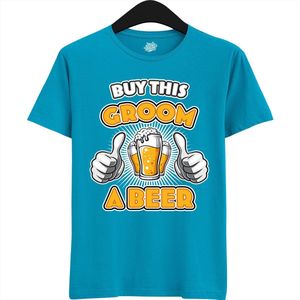 Buy This Groom A Beer | Vrijgezellenfeest Cadeau Man - Groom To Be Bachelor Party - Grappig Bruiloft En Bruidegom Bier shirt Amazon - Trefwoorden - T-Shirt - Unisex - Aqua - Maat XL