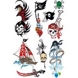 18x stuks Piraten thema tattoo/tattoeage - kinder tattoeages - Piratenfeest/kinderfeestje/verjaardag
