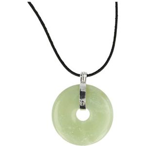 Jade Serpentijn donuthanger 40 mm aan koord