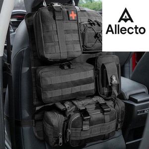 Allecto® Universele tactische rugleuningorganizer, voorstoel rugleuning opbergtas, rugleuningbescherming met 5 afneembare Molle-zakken voor de meeste voertuigen