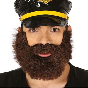 Bruine kapiteinsbaard met snor voor heren - Bruine verkleed baard met snor - Zeemansbaardje