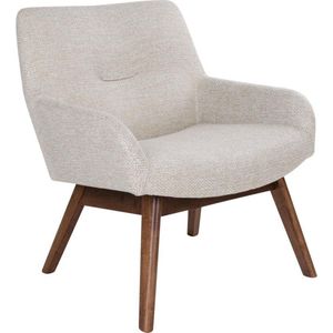 Lone fauteuil in zandkleur met walnoothouten poten.